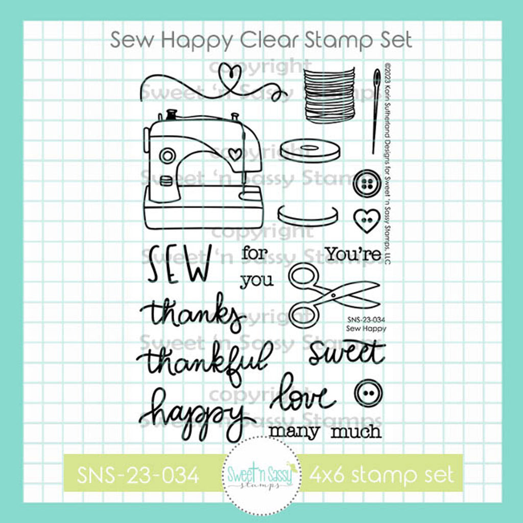 Sweet 'N Sassy Sew Happy Clear Stamp Set sns-23-034