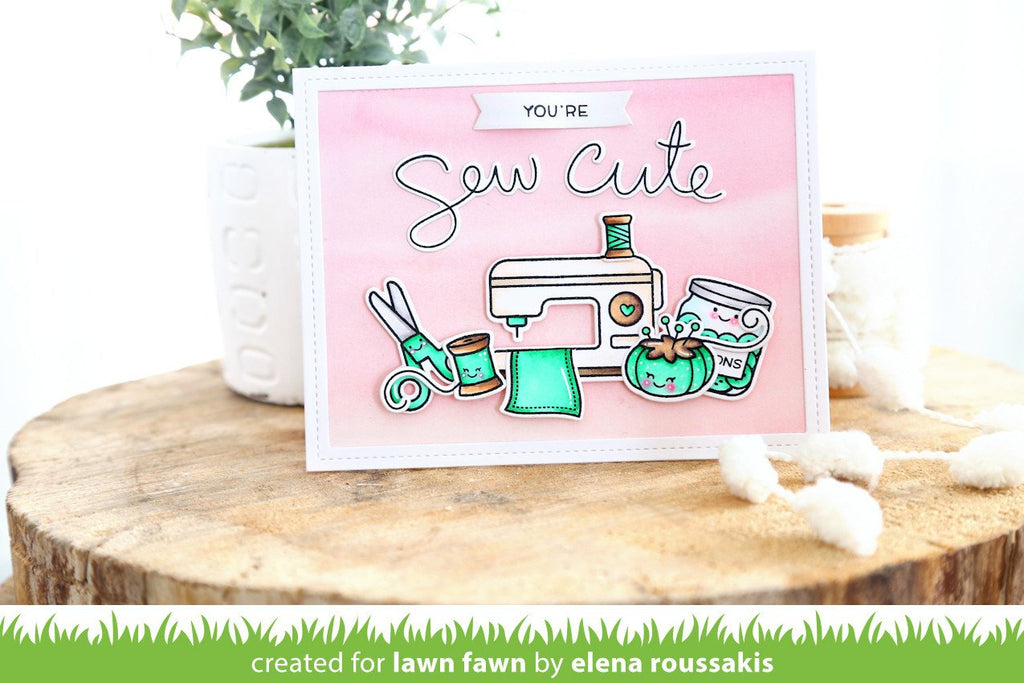 Lawn Fawn Sewn With Love Clear Stamps lf1309 Horizontal Sew Cute