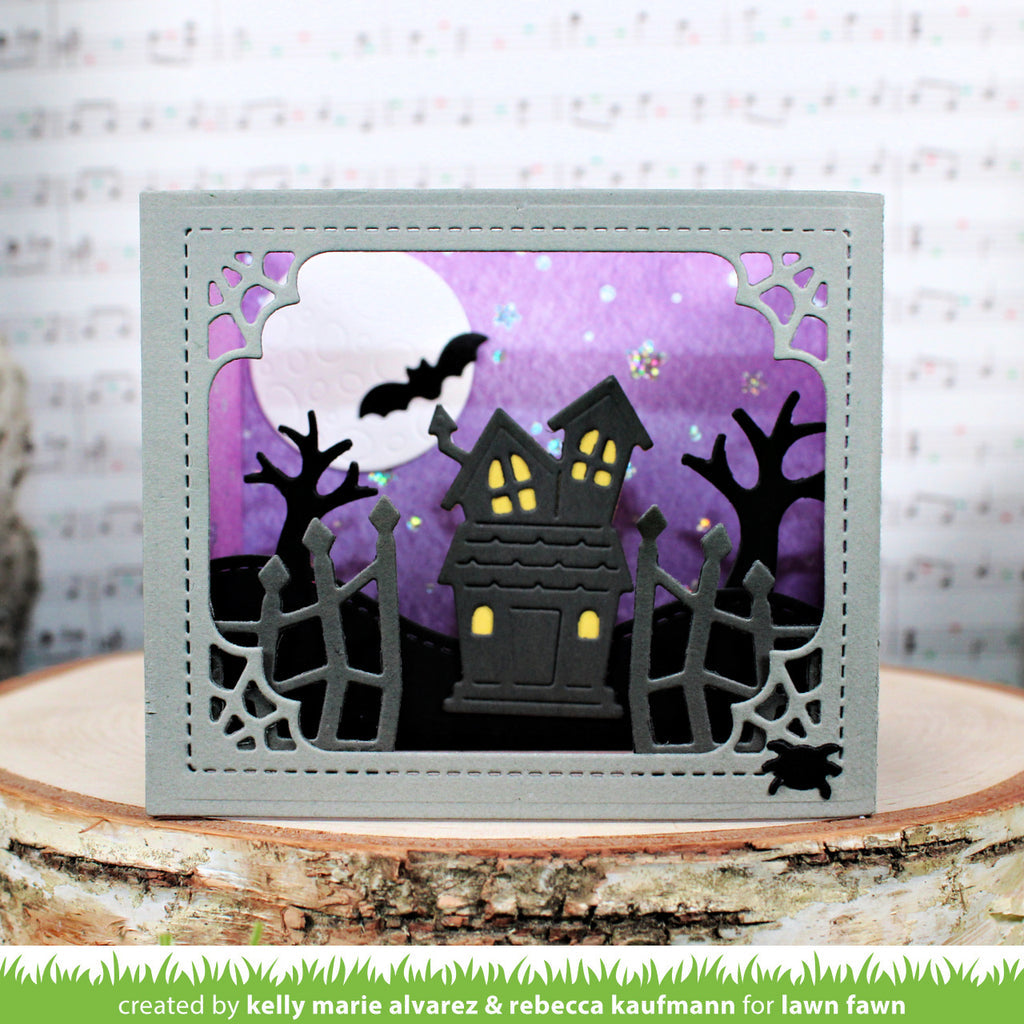 Lawn Fawn Shadow Box Card Halloween Add-On Dies lf3243 haunted house