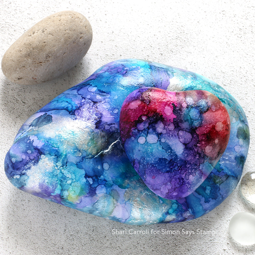 Tim Holtz Alcohol Ink Set INDIGO AND VIOLET SPECTRUM Ranger tak69775 Alcohol Inked Rocks Project | color-code:ALT01
