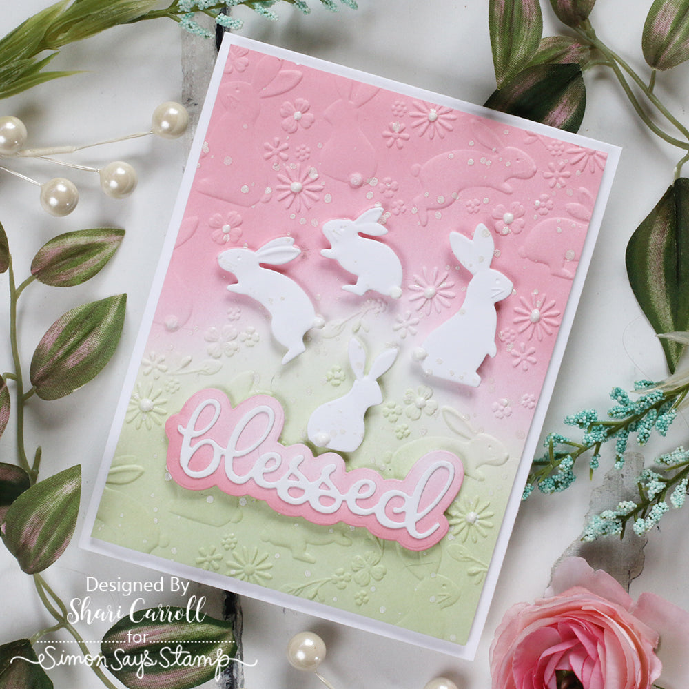 Simon Says Stamp Embossing Folder and Cutting Dies Springtime Bunnies sfd516set Favorite Things Easter Card