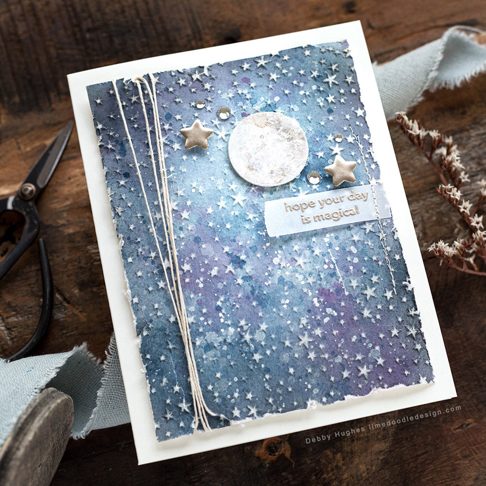 Simon Says Stamp Embossing Folder Shimmering Starfall sf381 Celebrate Magical Day Card | color-code:ALT02