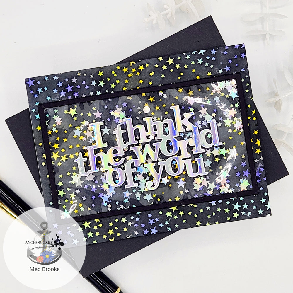 Simon Says Stamp Embossing Folder Shimmering Starfall sf381 Celebrate Friend Card