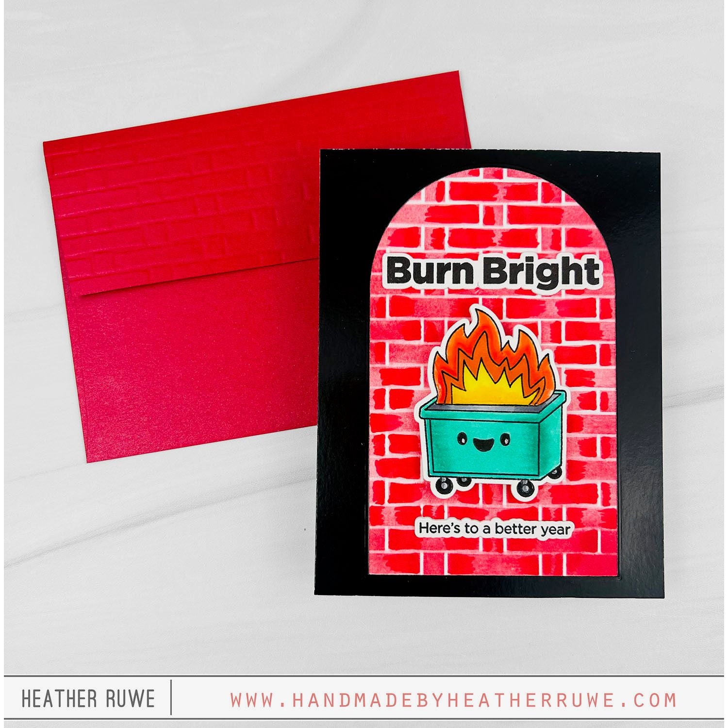 Simon Says Stamp Stencil Brick Wall 1121st Shine On Heather Ruwe Dumpster Fire Card | color-code:ALT05