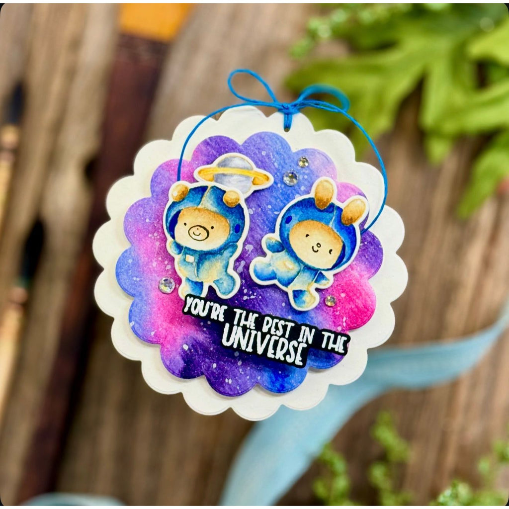 Simon Says Clear Stamps Shoot for the Moon 3236ssc Happy Camper Best in the Universe Tag