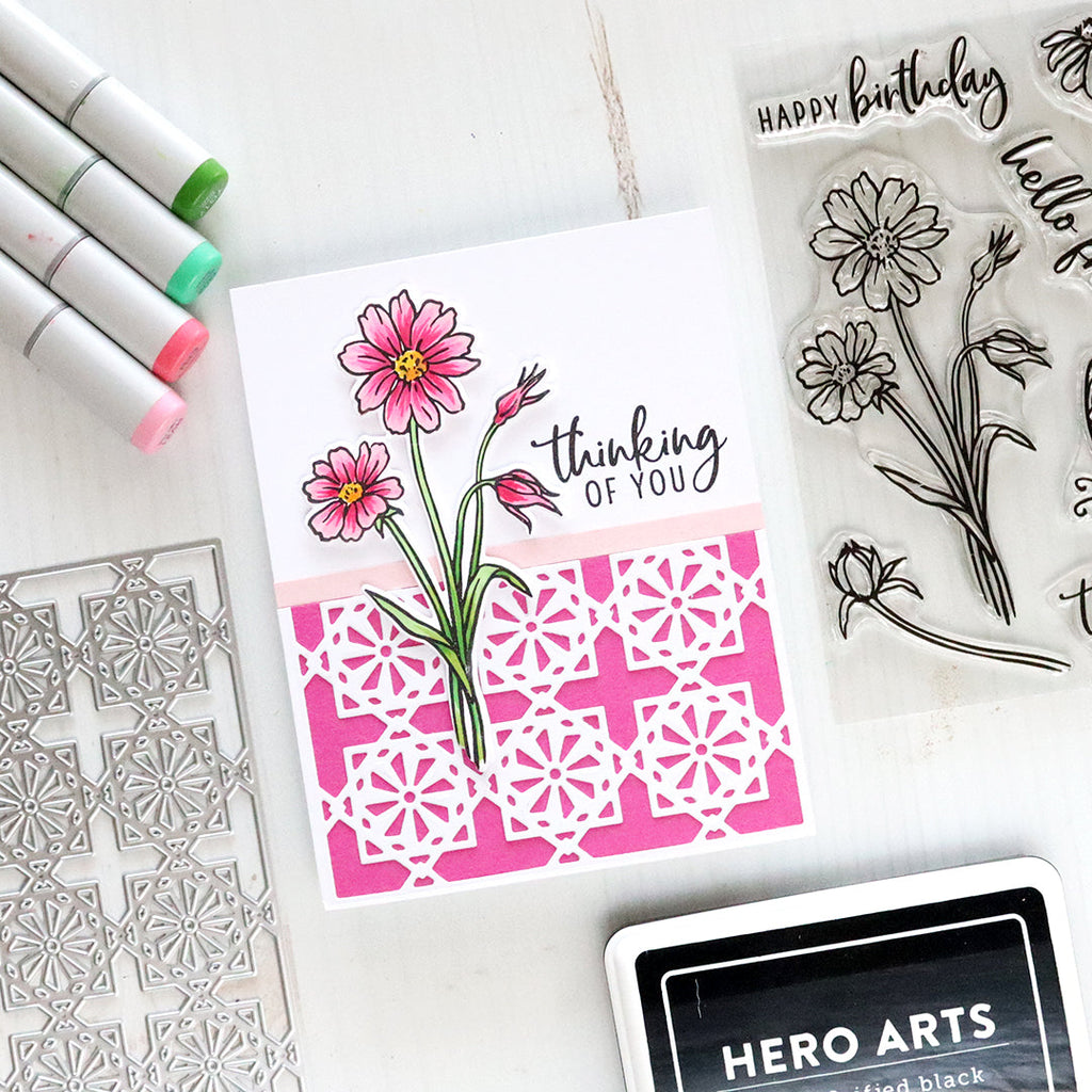 Hero Arts Wild Flowerss Clear Stamp and Die Set sb391 thinking of you