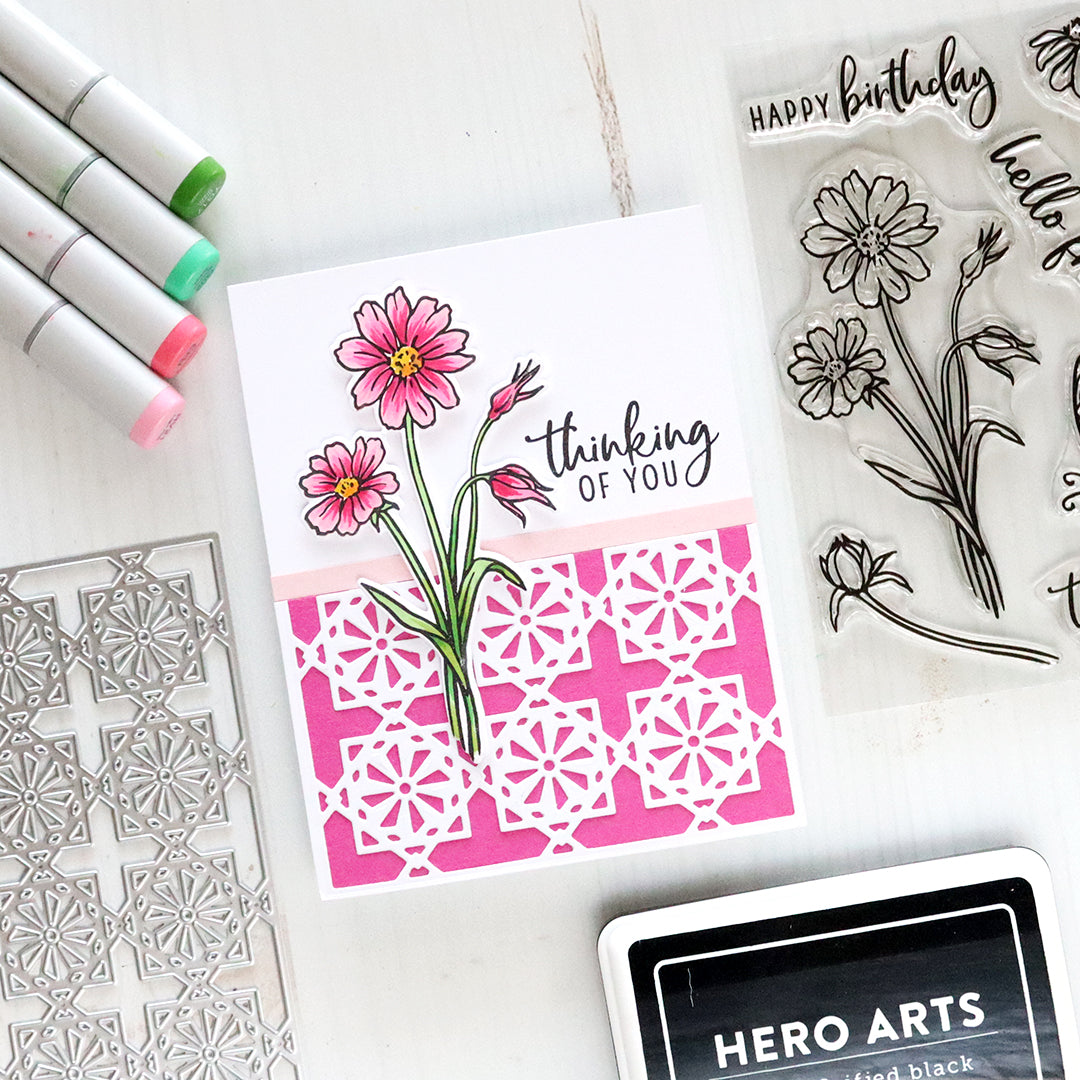 Hero Arts Wild Flowerss Clear Stamp and Die Set sb391 thinking of you
