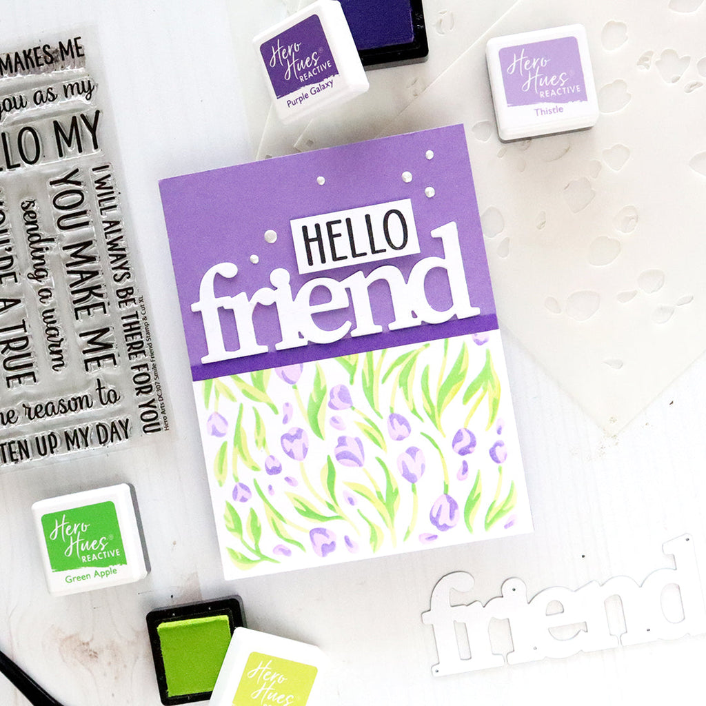 Hero Arts Color Layering Tulip Pattern Stencils sa262 hello friend