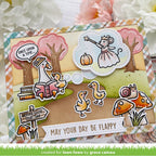 Handmade card with cartoon characters and scenic elements, featuring a fairy tale theme.