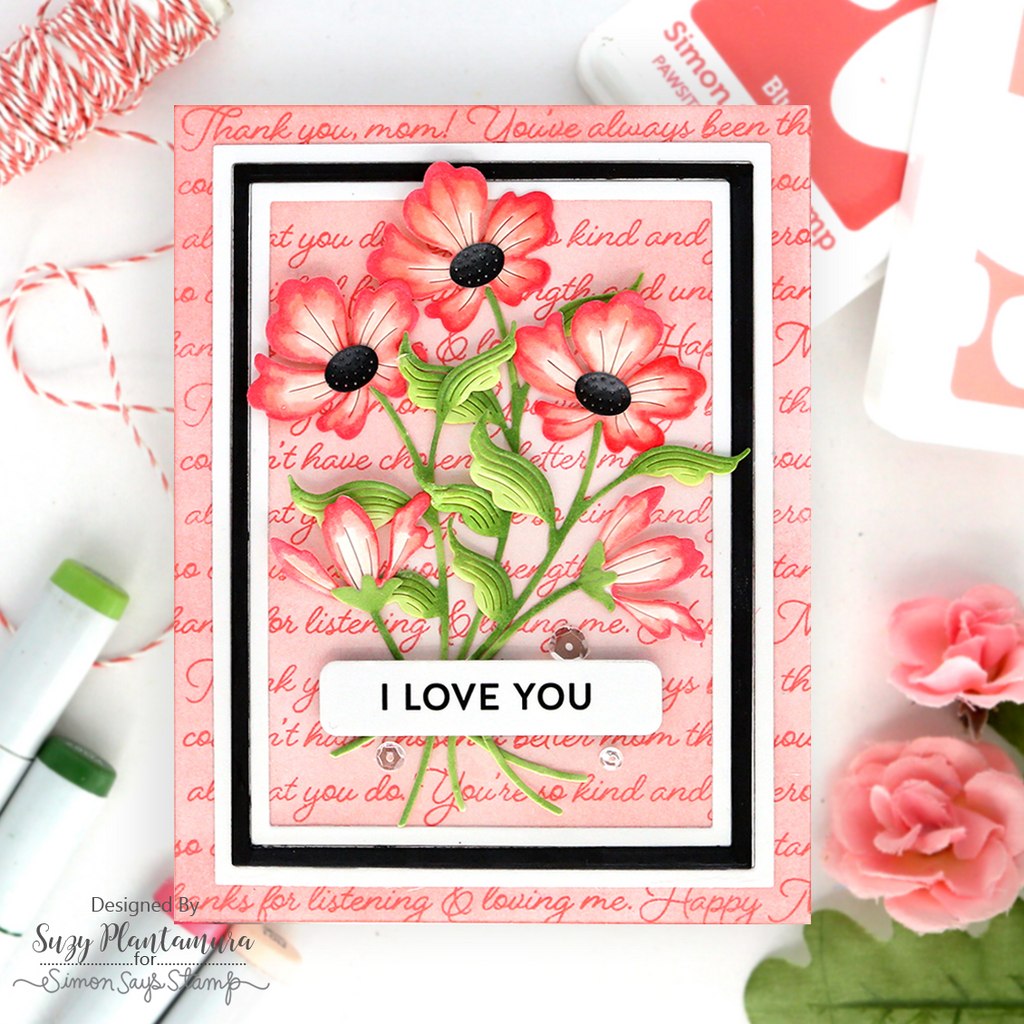 Simon Says Clear Stamp Best Mom Background 1388ss In My Heart Love You mom Card Suzy Plantamura | color-code:ALT08