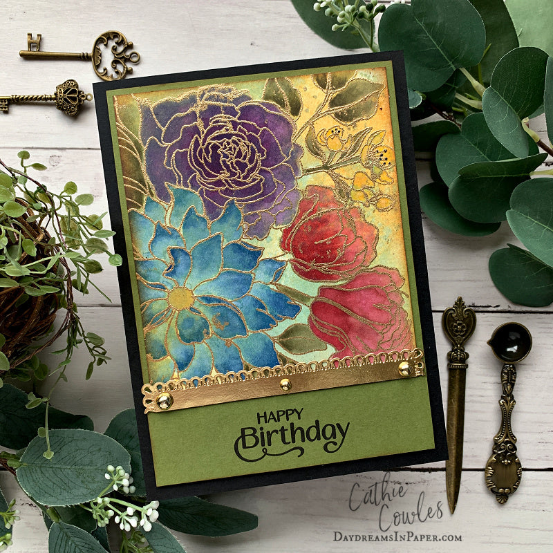 Simon Says Clear Stamp Floral Follies Background 1414ss Stamptember Cathie Cowles Floral Birthday Card