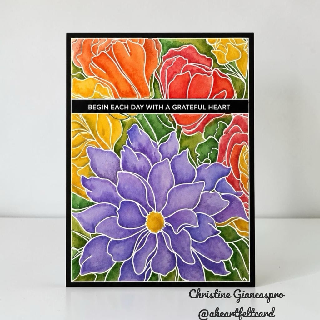 Simon Says Clear Stamp Floral Follies Background 1414ss Stamptember Christine Giancaspro Floral Encouragement Card