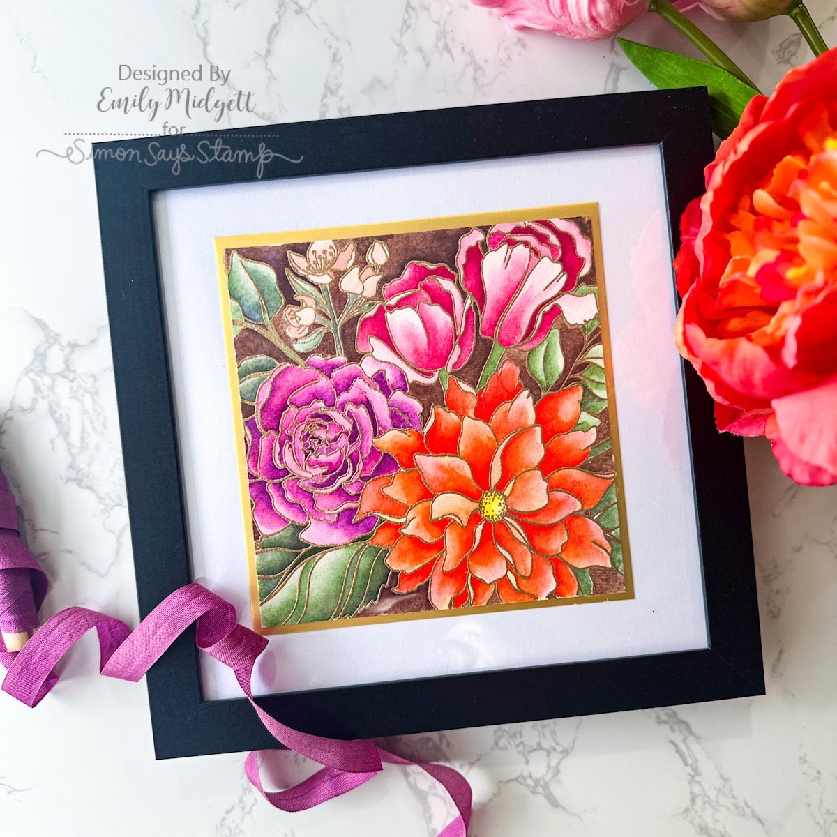 Simon Says Clear Stamp Floral Follies Background 1414ss Stamptember Emily Midgett Floral Frame