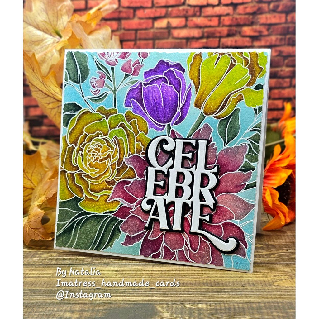 Simon Says Clear Stamp Floral Follies Background 1414ss Stamptember Natalia Alton Floral Celebrate Card
