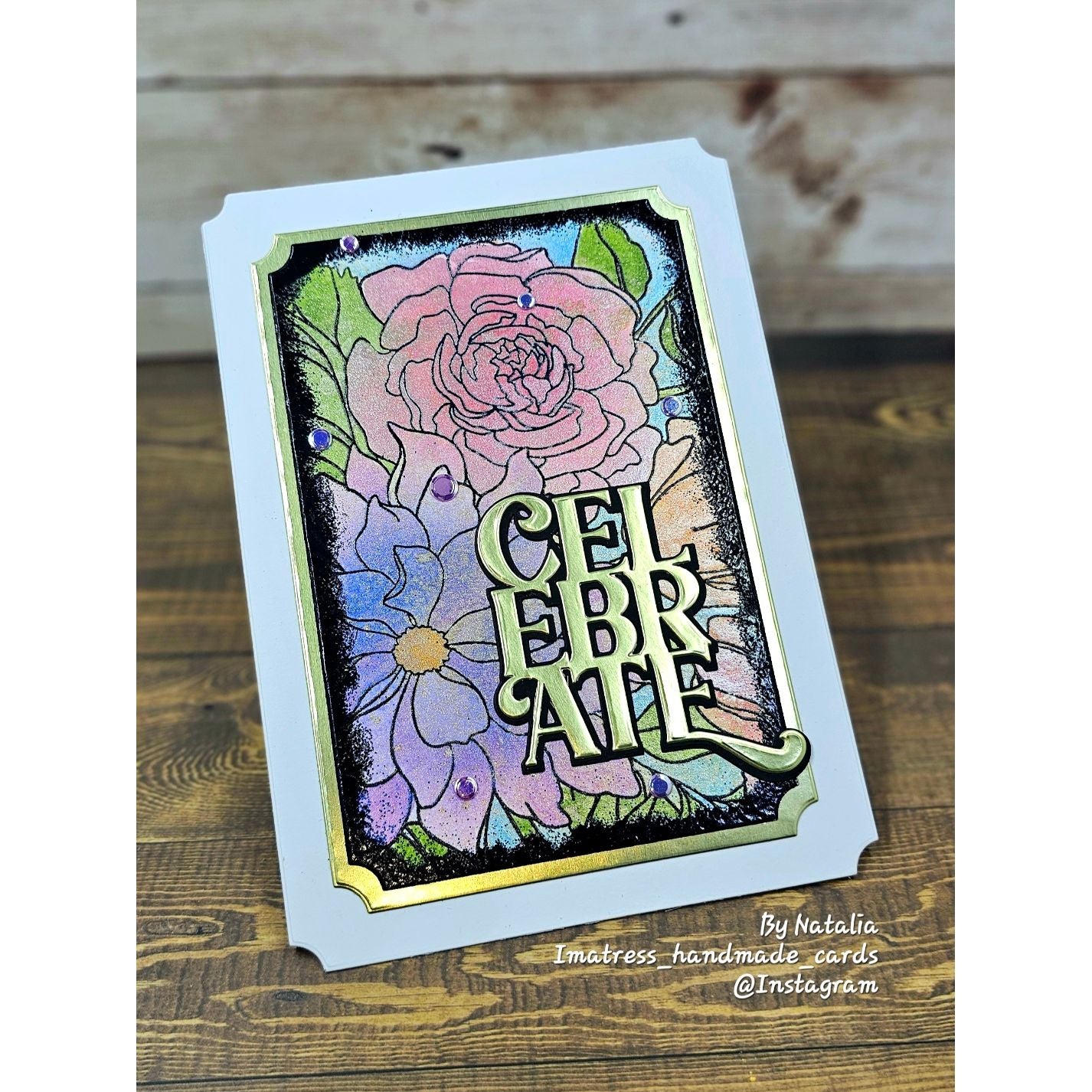 Simon Says Clear Stamp Floral Follies Background 1414ss Stamptember Natalia Alton Floral Golden Celebrate Card