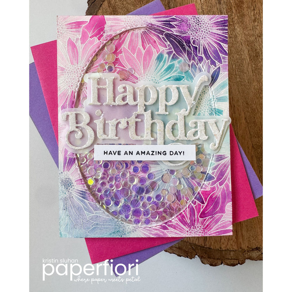 Simon Says Clear Stamp Gerbera Daisy Background sss102014 In My Heart Birthday Shaker Card