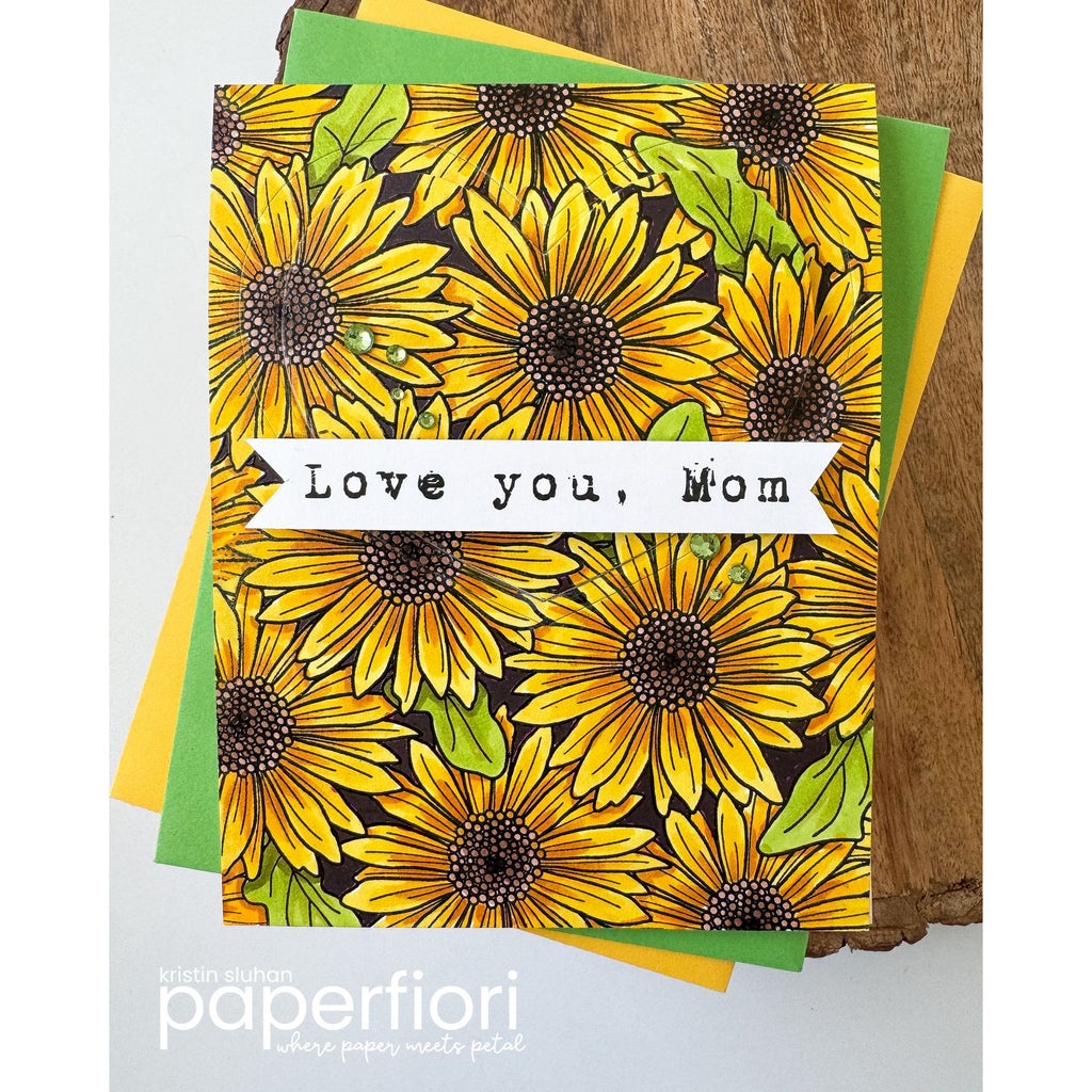 Simon Says Clear Stamp Gerbera Daisy Background sss102014 In My Heart Floral Love You, Mom Card