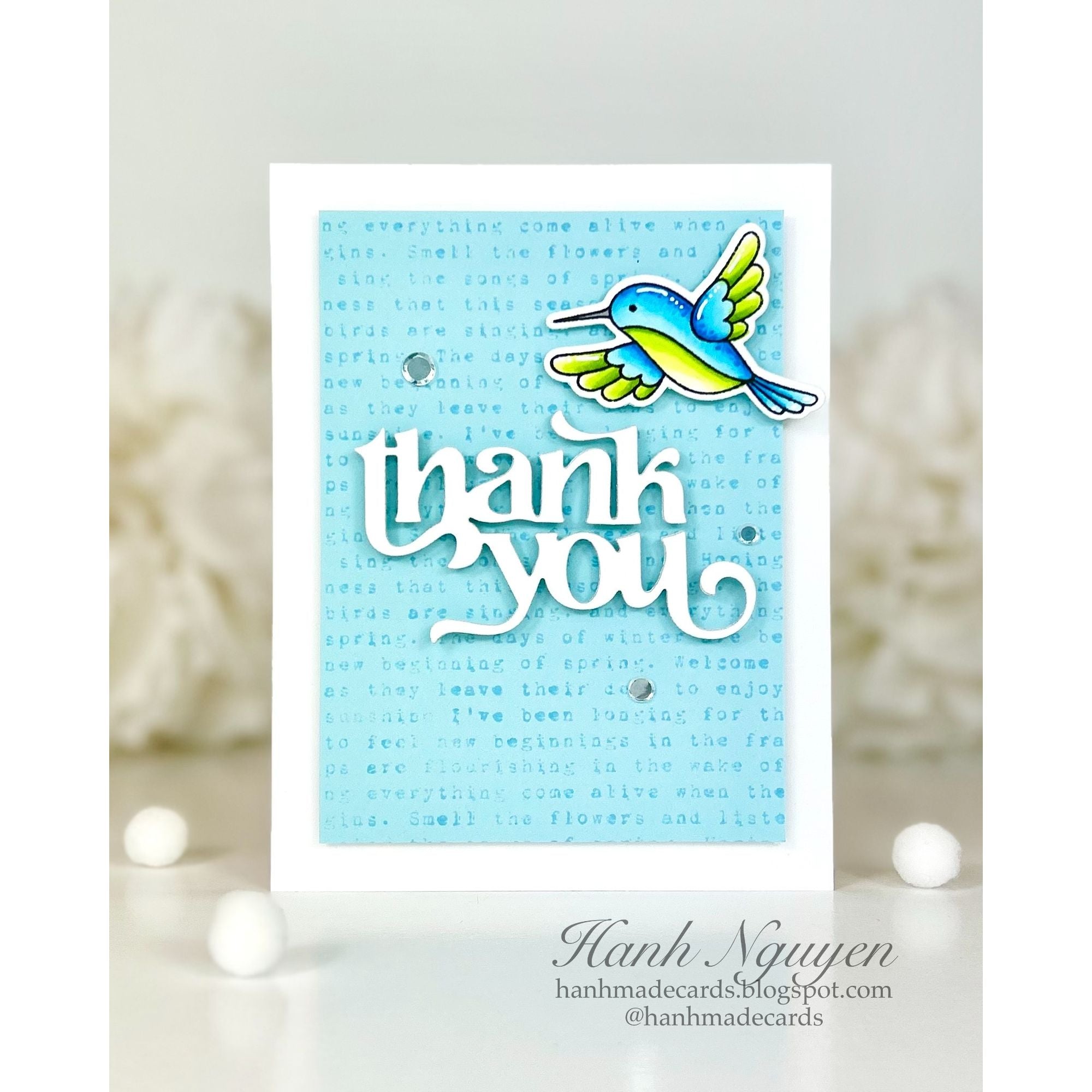 Simon Says Clear Stamp Nature in Bloom 1378ss In My Heart Hummingbird Thank You Card