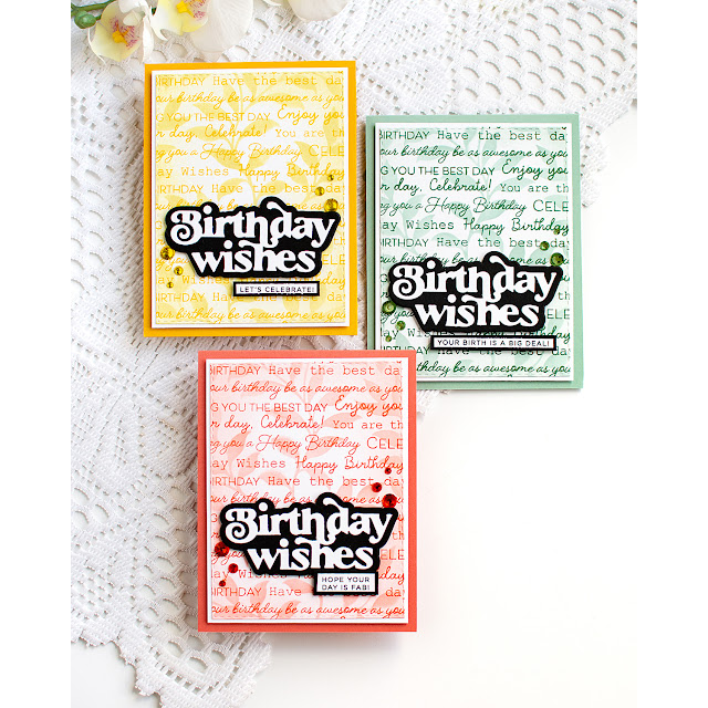 Simon Says Clear Stamp Scripty Birthday Background 1270ss Heather Hoffman Trio of Birthday Cards | color-code:ALT06