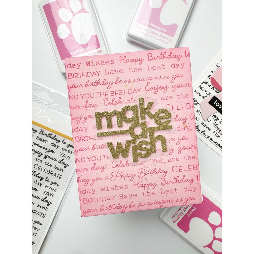 Simon Says Clear Stamp Scripty Birthday Background 1270ss STAMPtember PinkBirthday Card Simeen Batra