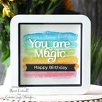 Simon Says Clear Stamp Scripty Birthday Background 1270ss STAMPtember Rainbow Magic Birthday Card