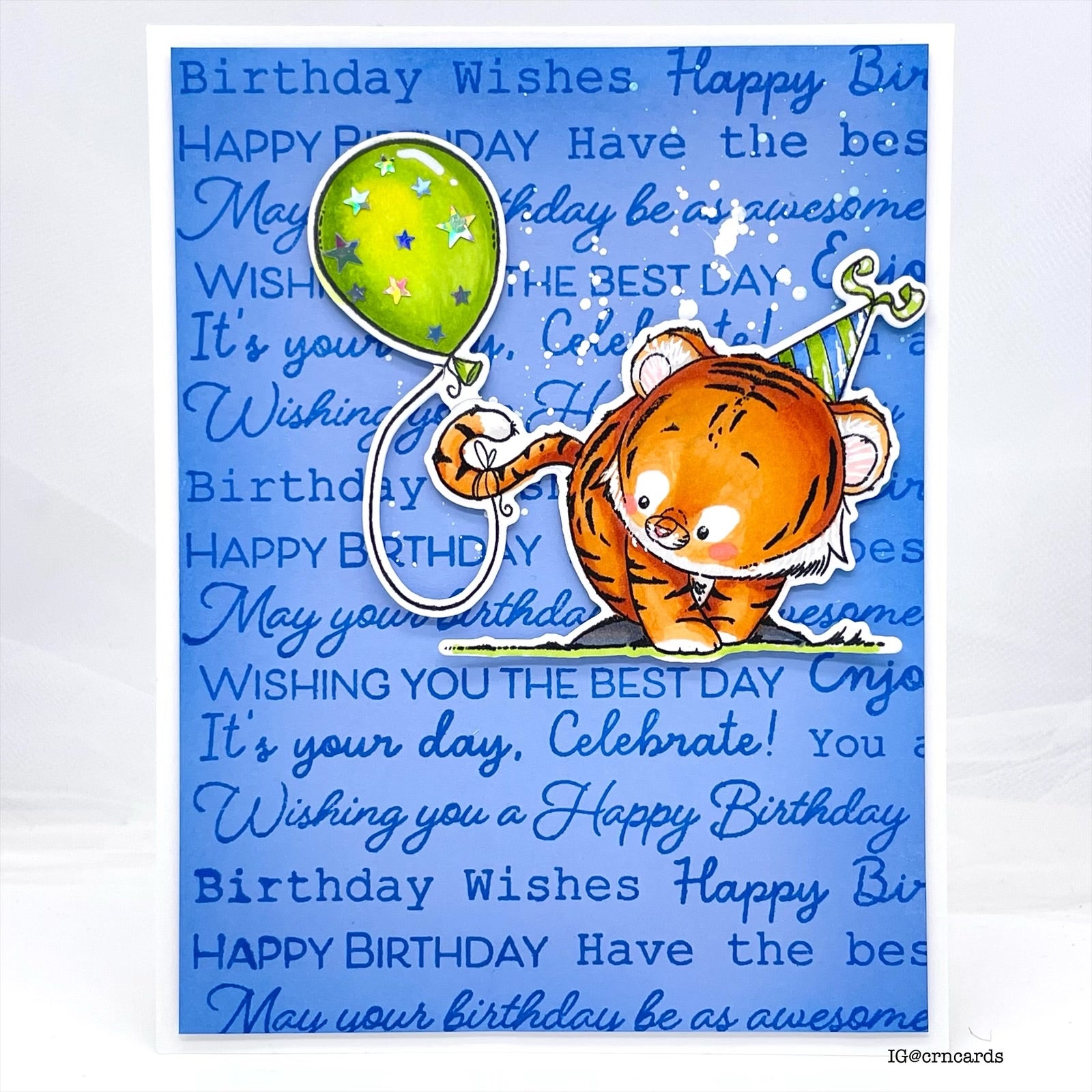 Simon Says Clear Stamp Scripty Birthday Background 1270ss STAMPtember Tiger Birthday Card Cindy Norberg