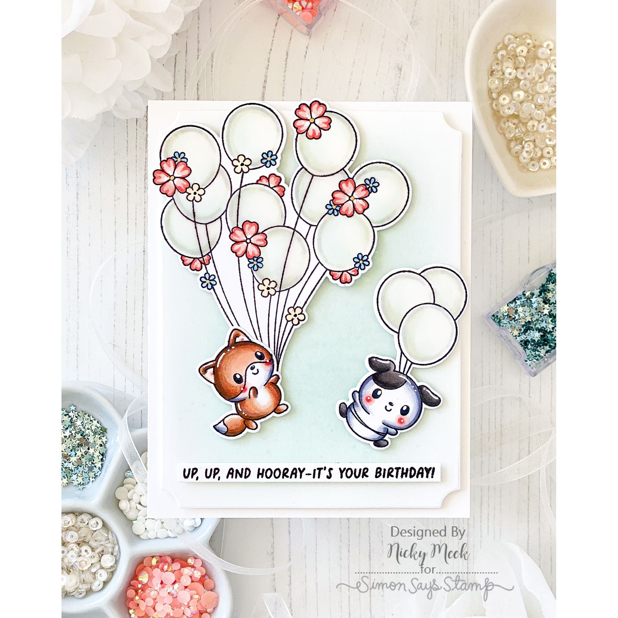 Simon Says Clear Stamps Balloon Critters 2375ssc Shine On Nicky Meek Birthday Card