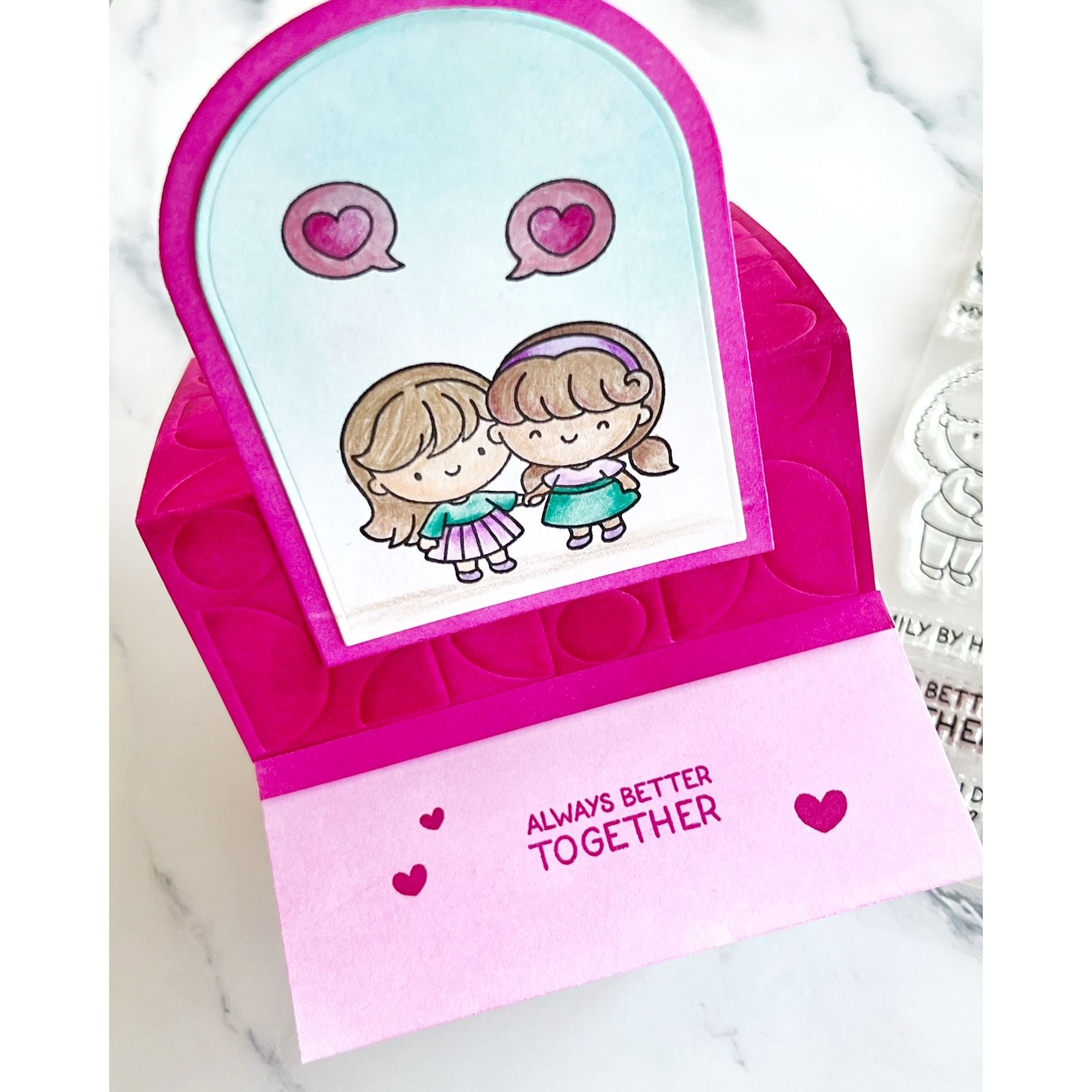 Simon Says Clear Stamps Best Sister 3395ssc Always There Better Together Pink Stand Up Card Deniz Do