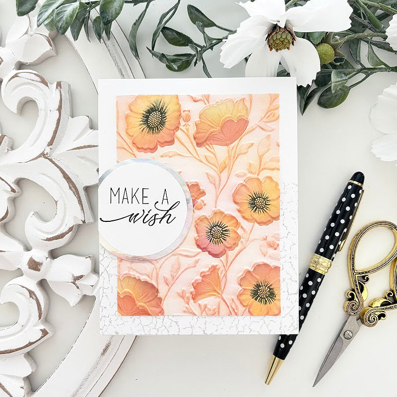 Simon Says Clear Stamps Beyond Measure 3488ssc Tina Smith Orange Floral Make a Wish Card