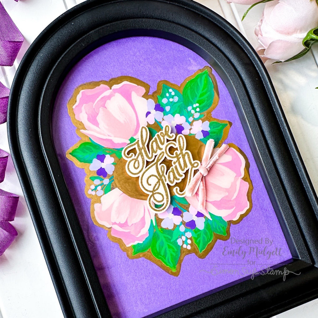 Simon Says Clear Stamps Blooms of Encouragement 2226ssc Always There Have Faith Floral Frame Decor Emily Midgett