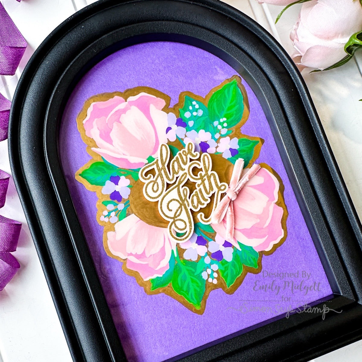 Simon Says Clear Stamps Blooms of Encouragement 2226ssc Always There Have Faith Floral Frame Decor Emily Midgett