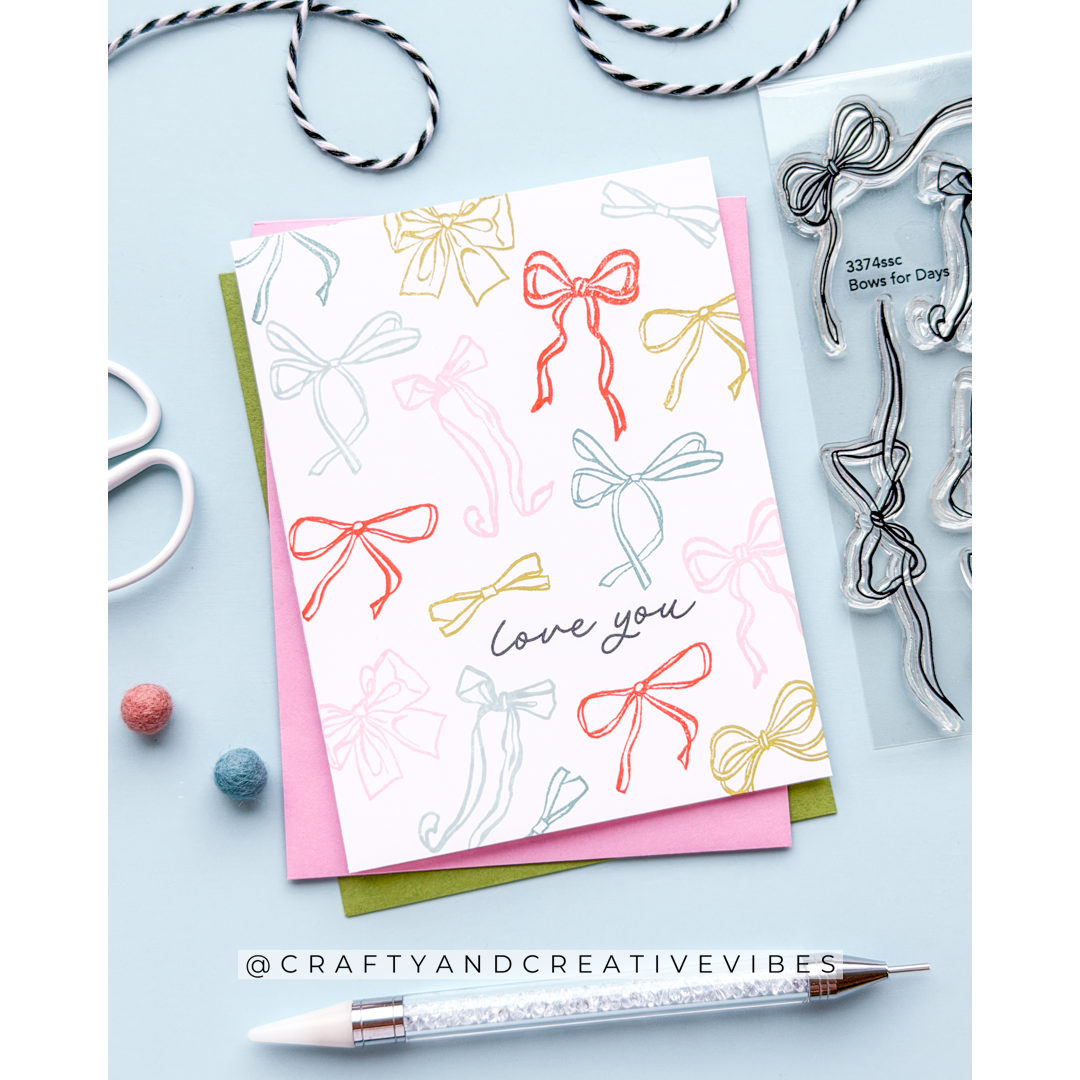Simon Says Clear Stamps Bows for Days 3374ssc In My Heart Love You Card