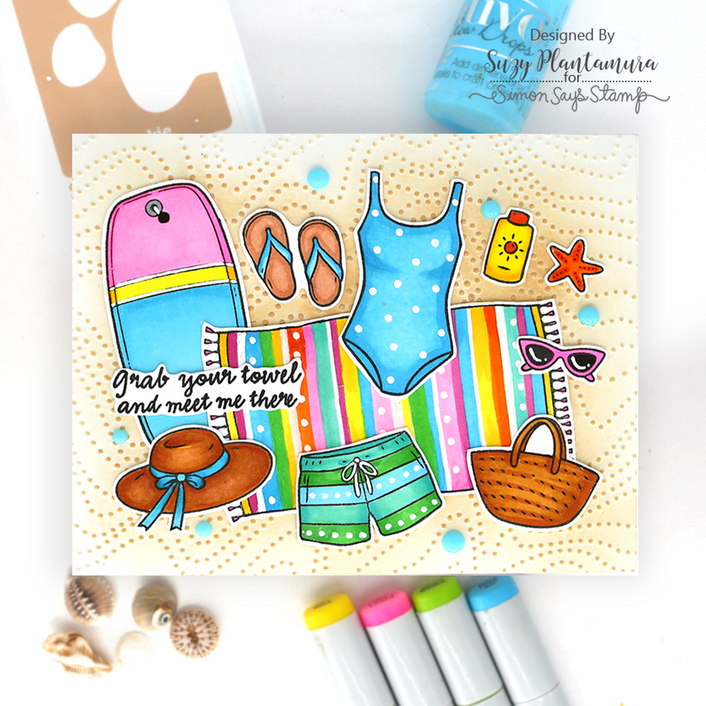 Simon Says Clear Stamps Bring On the Sun 2436ssc Shine On Beach Day Collage Card Suzy Plantamura | color-code:ALT02
