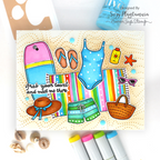 Simon Says Clear Stamps Bring On the Sun 2436ssc Shine On Beach Day Collage Card Suzy Plantamura | color-code:ALT02