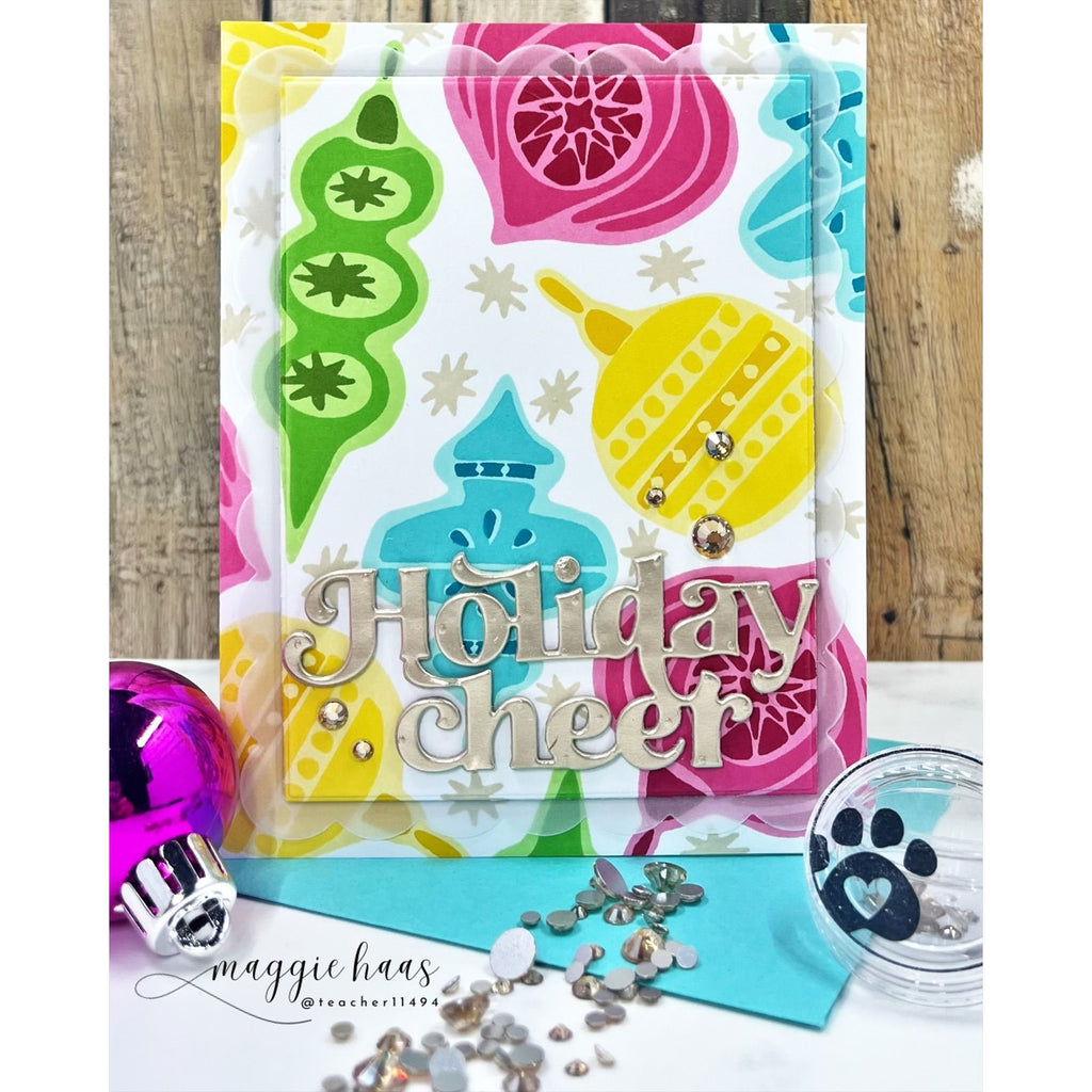 Simon Says Clear Stamps Christmas Ornaments 2466msc Sending Cheer Maggie Haas Bright Holiday Card