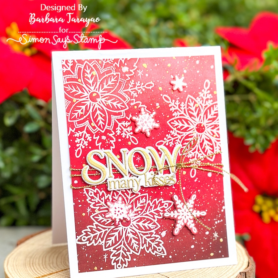 Simon Says Clear Stamps Christmas Star Flakes 2413ssc Barbara Tarayao Red and White Winter Card | color-code:ALT11