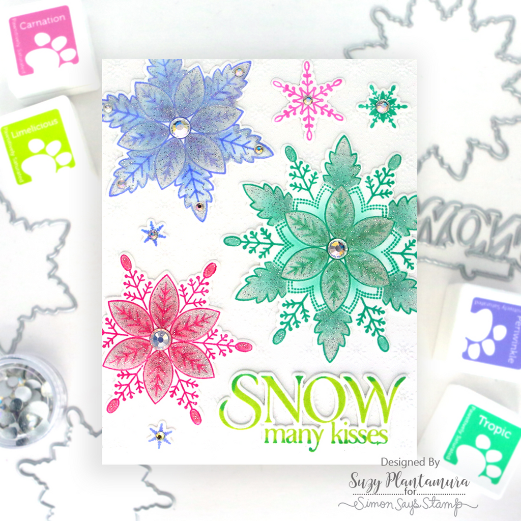 Simon Says Clear Stamps Christmas Star Flakes 2413ssc Suzy Plantamura Bright Snowflakes Card | color-code:ALT09