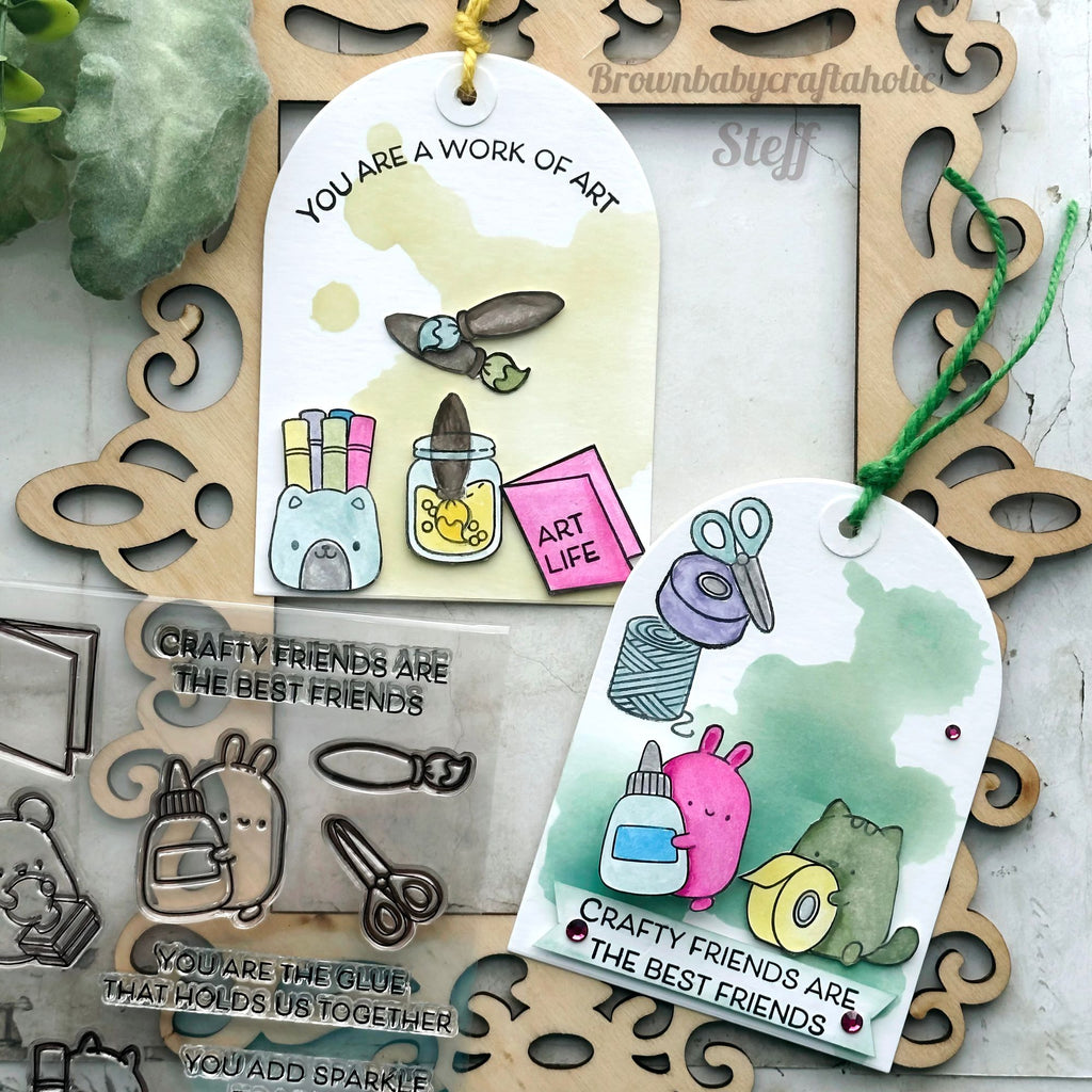 Simon Says Clear Stamps Craft Life 2360ssc Stamptember Steff Munnings Cute Crafty Friends Tags