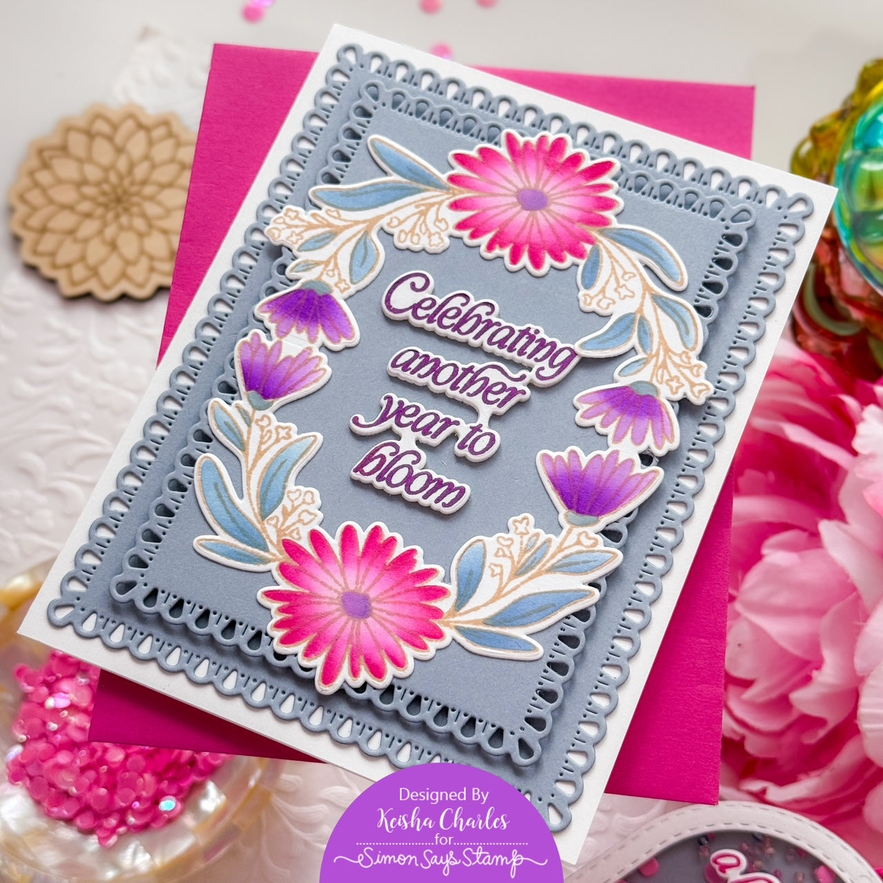 Simon Says Clear Stamps Daisy Frame 2415ssc Every Happiness Keisha Charles Bloom Card
