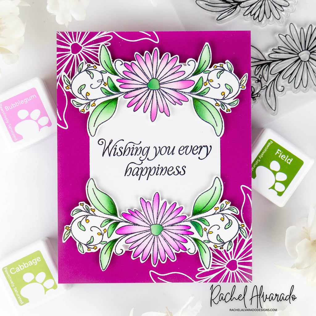 Simon Says Clear Stamps Daisy Frame 2415ssc Every Happiness Rachel Alvarado Fucshia Card