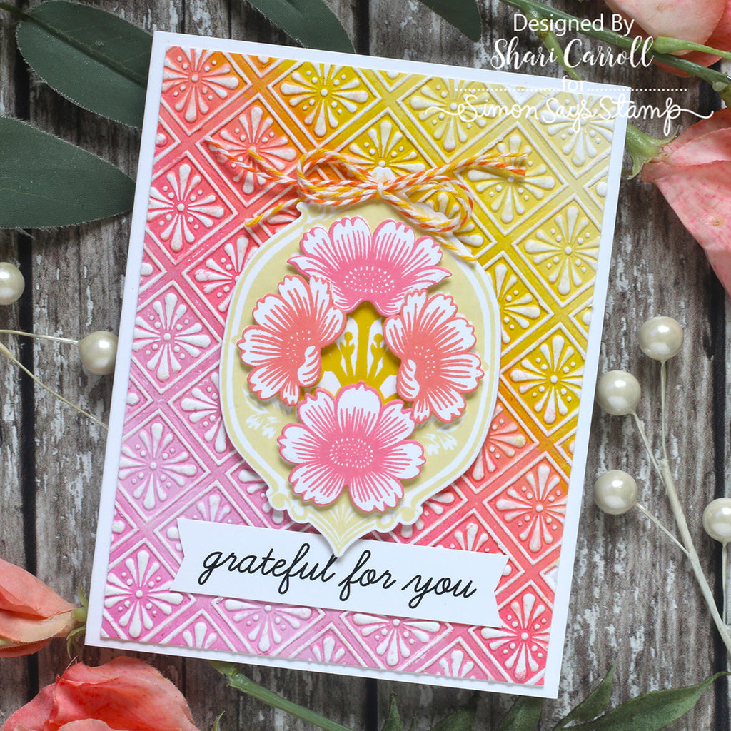 Simon Says Clear Stamps Deco Blossoms 1403ssc Shari Carroll Warm Tones Card