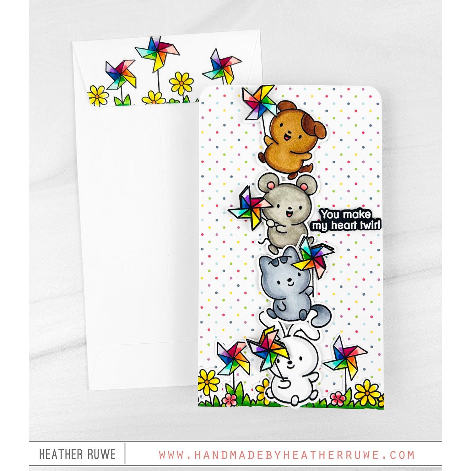 Simon Says Clear Stamps Easy Breezy 3383ssc Every Happiness Heather Ruwe Stacked Twirlers Card with Envelope
