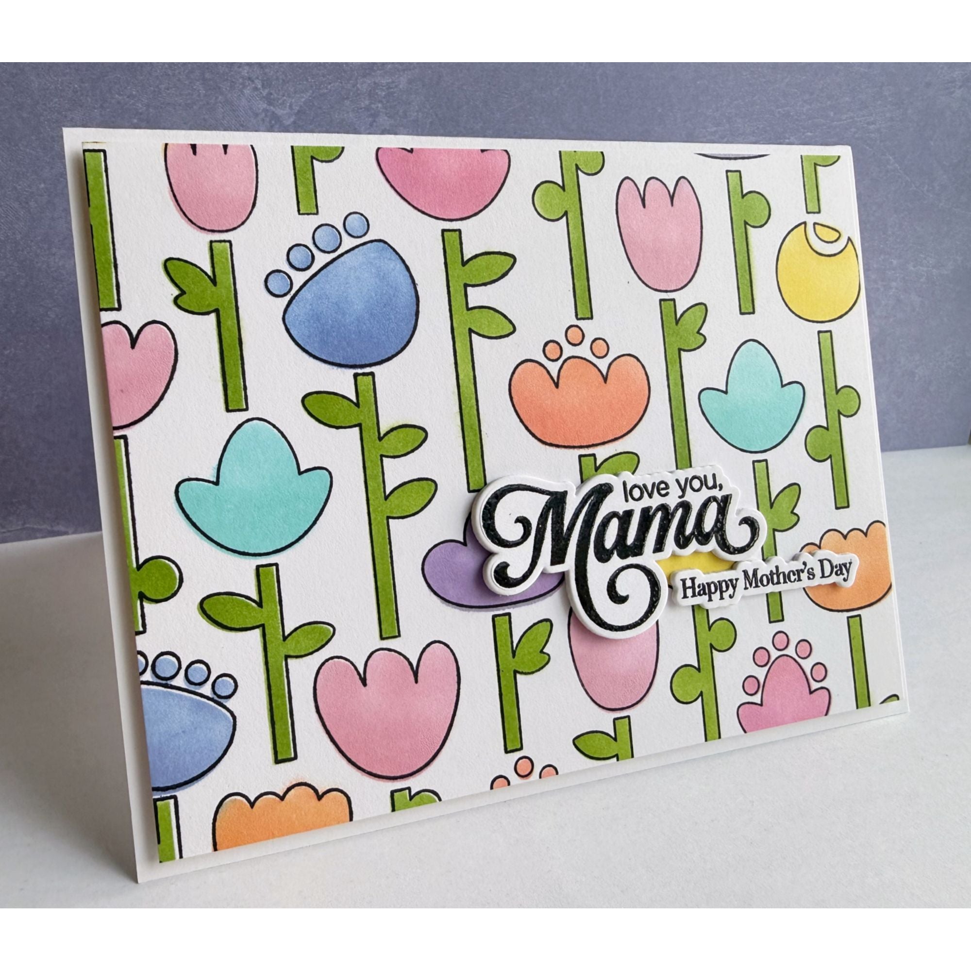 Simon Says Clear Stamps Folk Flowers Background 1352ssc In My Heart Mother's Day Card Lisa Addesa | color-code:ALT02