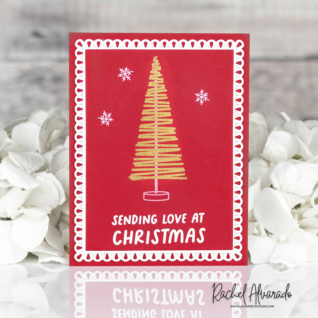Simon Says Clear Stamps Layering Christmas Trees 2418ssc Stamptember Rachel Alvarado Red Christmas Card