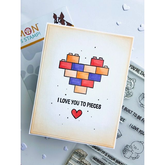 Simon Says Clear Stamps Let's Connect 2185ssc In My Heart Love You to Pieces Card