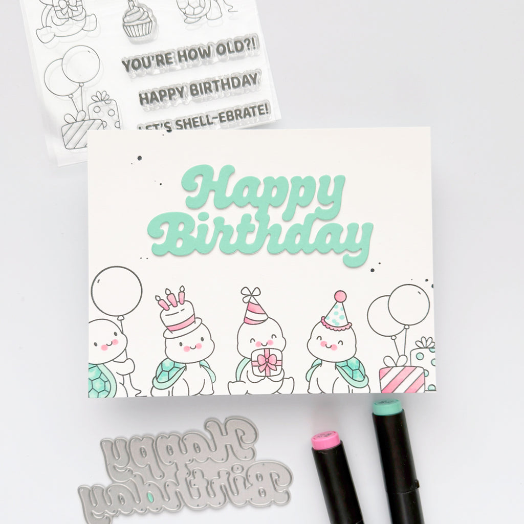 Simon Says Clear Stamps Let's Shellebrate 3221ssc In My Heart Line of Turtles Birthday Card