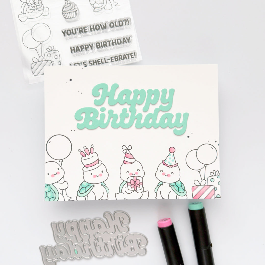 Simon Says Clear Stamps Let's Shellebrate 3221ssc In My Heart Line of Turtles Birthday Card