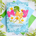 Simon Says Clear Stamps Lettered Many Thanks 3391ssc Shine On A7 Thanks Card with Daisies Bobbi Lemanski