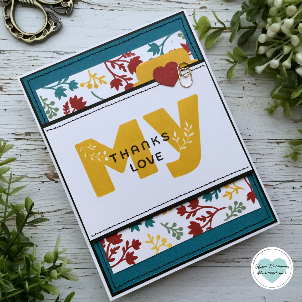 Simon Says Clear Stamps Lettered Many Thanks 3391ssc Shine On Thanks My Love Card Karen Maldanado