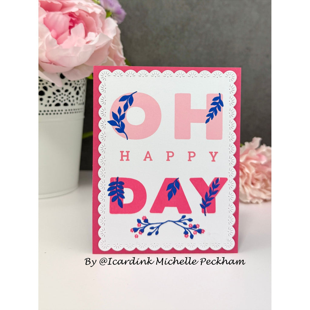 Simon Says Clear Stamps Lettered Oh Happy Day 3392ssc Always There Scalloped Card Michelle Peckham